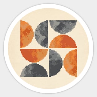 Mid century modern shapes, pixel art Sticker